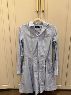 Polo by Ralph Lauren Light Blue Longline Cotton Shirt Dress